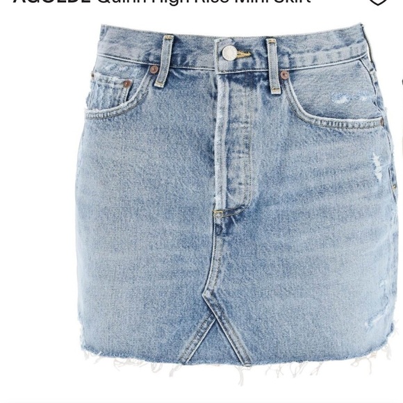 AGOLDE Quinn High Rise Mini Skirt.  Size 24.  100% cotton Premium Denim. - Picture 1 of 12